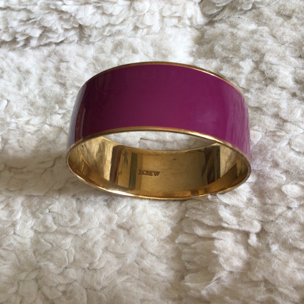 J. Crew High Shine Plum Purple Gold Metal Bangle - One Size